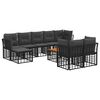 vidaXL Outdoor-Sofagarnitur 10 pcs Schwarz und Dunkelgrau Polyester