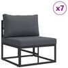 vidaXL Gartensofa-set mit Kissen 9 pcs Schwarz Aluminium