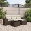 vidaXL 5-tlg. Garten-Sofagarnitur mit Kissen Braun Poly Rattan