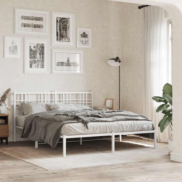 vidaXL Ersatz-Kopfteil Metall Wei&szlig; 160 cm