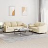 vidaXL 2-tlg. Sofagarnitur mit Kissen Creme Stoff