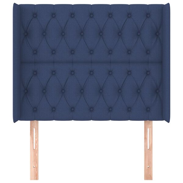 vidaXL Kopfteil mit Ohren Blau 103x16x118/128 cm Stoff
