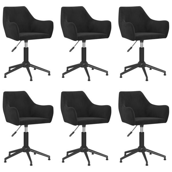 vidaXL Esszimmerst&uuml;hle 6 Stk. Drehbar Schwarz Samt
