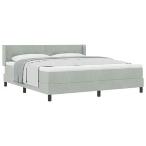 vidaXL Boxspringbett mit Kopfteil Hellgrau 200 x 180 cm Samt