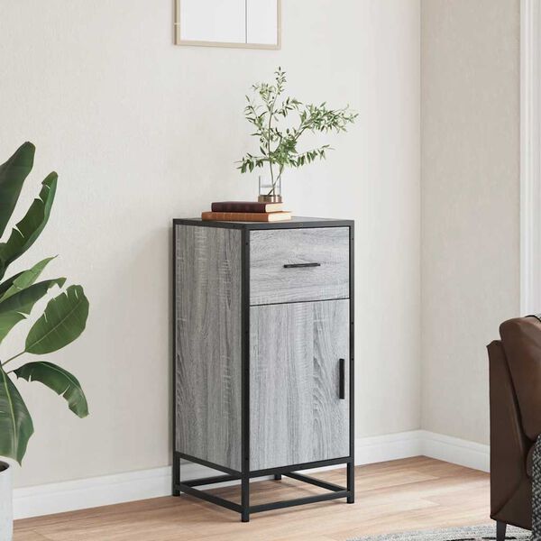 vidaXL Sideboard Grau Sonoma 35,5x35x76 cm Holzwerkstoff und Metall