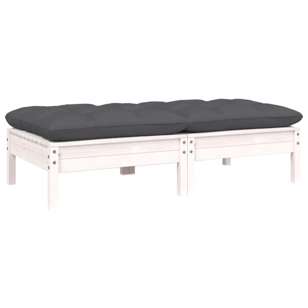 vidaXL 2-Sitzer-Gartensofa mit Kissen Wei&szlig; Massivholz Kiefer