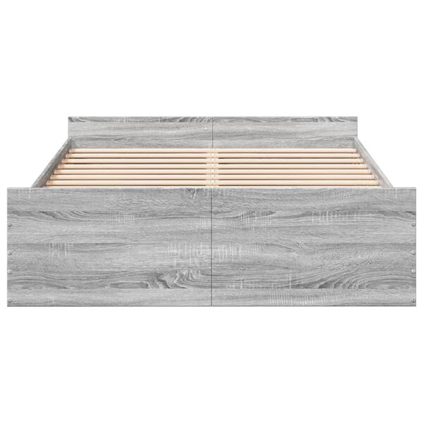 vidaXL Bettgestell mit Schubladen Grau Sonoma 135x190 cm Holzwerkstoff