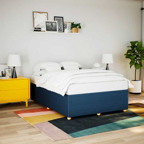 vidaXL Bettgestell ohne Matratze Blau 140x200 cm Stoff