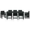vidaXL Garten Essgruppe 9 pcs Schwarz Pulverbeschichteter Stahl