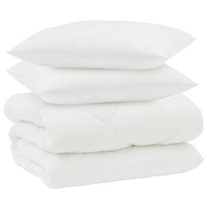 vidaXL Winterbettdecke mit Kissen 3 pcs Wei&szlig; Mikrofaser