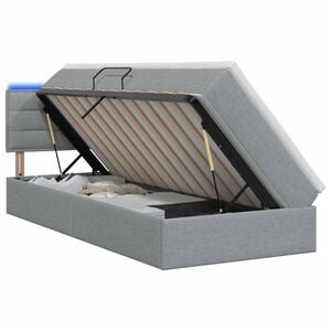 vidaXL LED-Speicherbett mit Matratze Hellgrau 90 x 190 cm Stoff