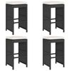 vidaXL Garten-Barhocker mit Kissen 4 Stk. Schwarz Poly Rattan