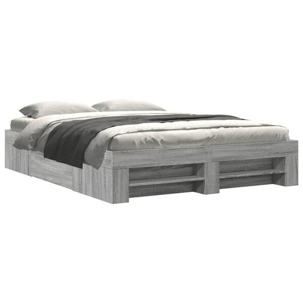 vidaXL Bettgestell ohne Matratze Grau Sonoma 160x200 cm Holzwerkstoff