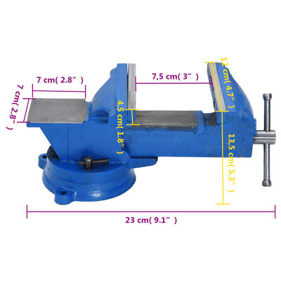 vidaXL Schraubstock Blau 100 mm Gusseisen