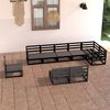 vidaXL 9-tlg. Garten-Lounge-Set Schwarz Massivholz Kiefer