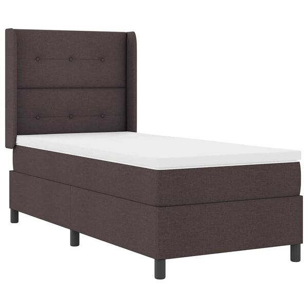 vidaXL Boxspringbett mit Matratze Dunkelbraun 200 x 90 cm Stoff