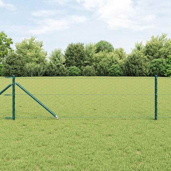 vidaXL Zaun mit Pfosten Gr&uuml;n 0,6 x 100 m PVC-beschichteter Stahl