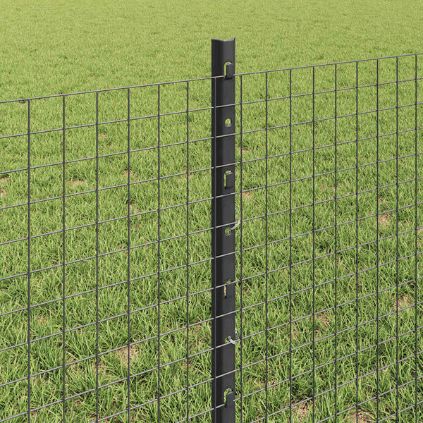 vidaXL Zaun mit Pfosten Grau 0,6 x 25 m Stahl und PVC
