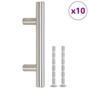 vidaXL M&ouml;belgriffe 10 Stk. Silbern Lochabstand 64 mm Gesamtl&auml;nge 100 mm Edelstahl
