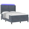 vidaXL Boxspringbett mit LED-Lichtleisten Dunkelgrau 140 x 190 cm Samt