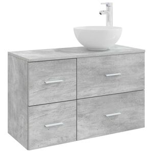 vidaXL Badezimmerm&ouml;bel-Set 2 stk. Betongrau Holzwerkstoff