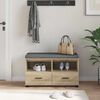 vidaXL Flurbank mit Kissen mit Schubladen Sonoma-Eiche 80 x 38 x 46 cm