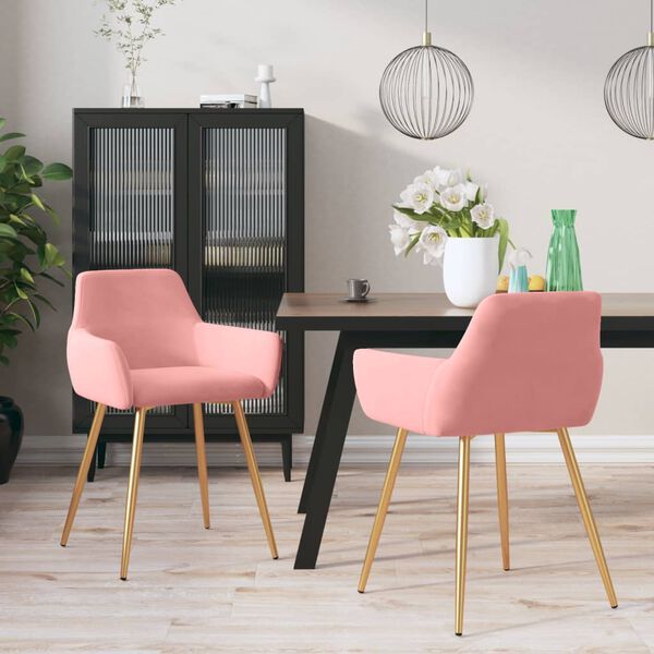 vidaXL Esszimmerst&uuml;hle 2 Stk. Rosa Samt