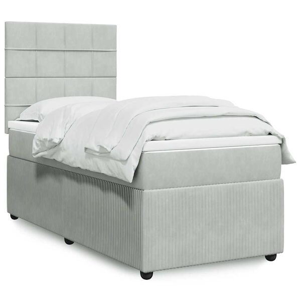 vidaXL Boxspringbett mit Matratze Hellgrau 80x200 cm Samt