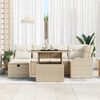 vidaXL Garten-Sofa-Set mit Kissen mit Speicher 7 pcs Beige Poly Rattan