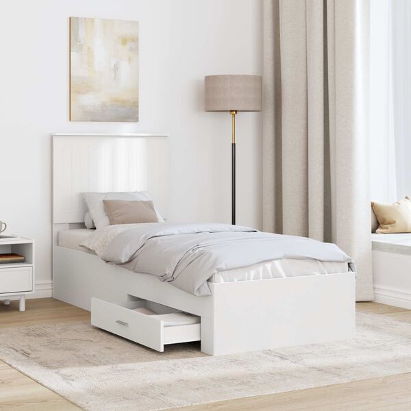vidaXL Bettrahmen Wei&szlig; und Silber 75 x 190 cm Holzwerkstoff
