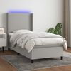 vidaXL Boxspringbett mit Matratze & LED Hellgrau 90x190 cm Stoff