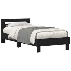 vidaXL Bettrahmen Schwarz Eichen-Optik 90 x 190 cm Holzwerkstoff
