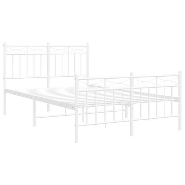 vidaXL Bettgestell mit Kopf- und Fu&szlig;teil Metall Wei&szlig; 120x190 cm