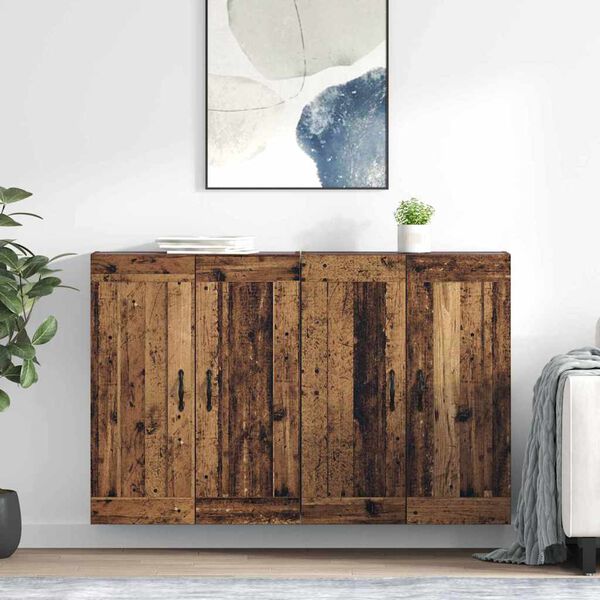 vidaXL Wandmontierter Schrank 2 pcs Altholz 69,5 x 34 x 90 cm