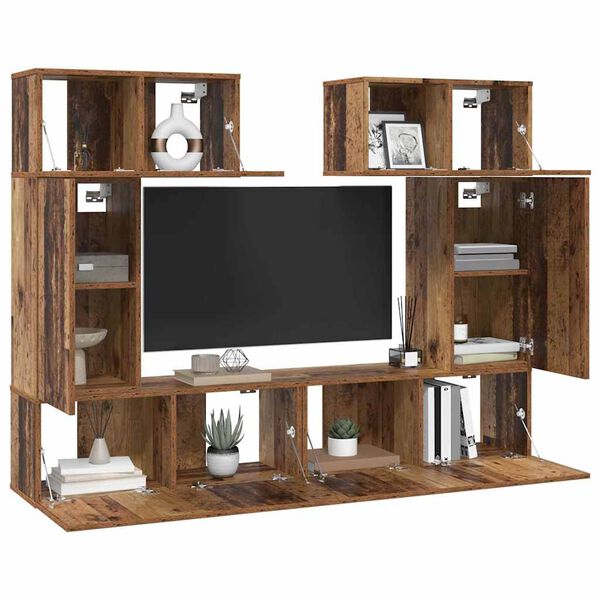 vidaXL TV-Schrankset Wandmontiert 6 pcs Altholz Holzwerkstoff
