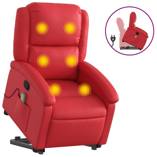 vidaXL Massagesessel mit Aufstehhilfe Rot Kunstleder