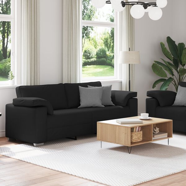 vidaXL Sofa 2 pcs Schwarz 219 x 80 x 82 cm Stoff