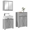 vidaXL Badezimmerm&ouml;bel-Set mit Regal 3 pcs Graues Sonoma Holzwerkstoff