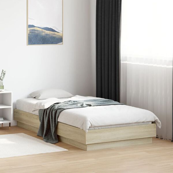 vidaXL Bettgestell mit LED Sonoma-Eiche 75x190 cm