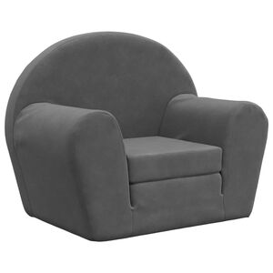 vidaXL Schlafsofa f&uuml;r Kinder Anthrazit Weich Pl&uuml;sch