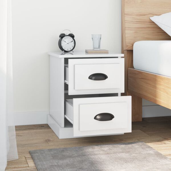vidaXL Nachttische 2 Stk. Hochglanz-Wei&szlig; 39x39x47,5 cm Holzwerkstoff