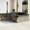 vidaXL 11-tlg. Garten-Sofagarnitur mit Kissen Grau Poly Rattan