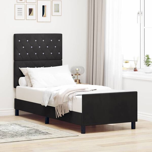 vidaXL Boxspringbett mit Kopfteil Schwarz 80 x 200 cm Samt