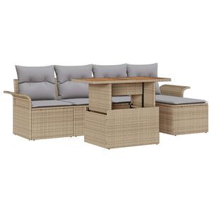 vidaXL Garten-Sofa-Set mit Kissen 6 pcs Beige und Hellgrau