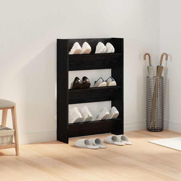 vidaXL Schuhschrank Schwarz Eichen-Optik 60 x 18 x 90 cm Holzwerkstoff