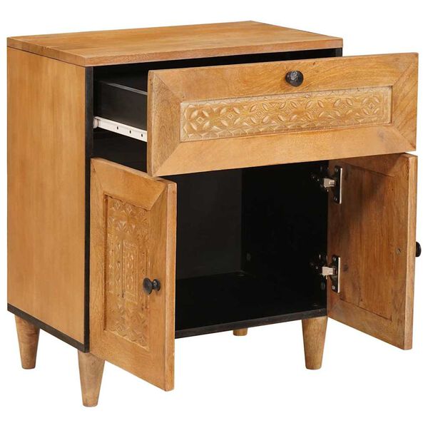 vidaXL Nachttisch mit T&uuml;r Hellbraun 50 x 33 x 62 cm Massivholz Akazie