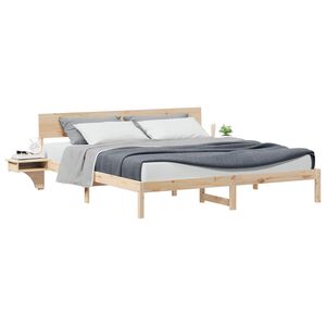 vidaXL Bettrahmen mit Kopfteil Braun 200 x 200 cm Massives Kiefernholz