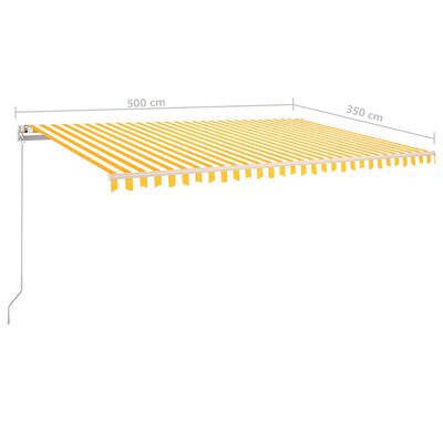 vidaXL Automatische Markise mit LED & Windsensor 5x3,5 m Gelb und Weiß