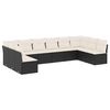 vidaXL 10-tlg. Garten-Sofagarnitur mit Kissen Schwarz Poly Rattan