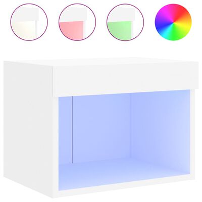 vidaXL Wand-Nachttisch mit LED-Leuchten Weiß